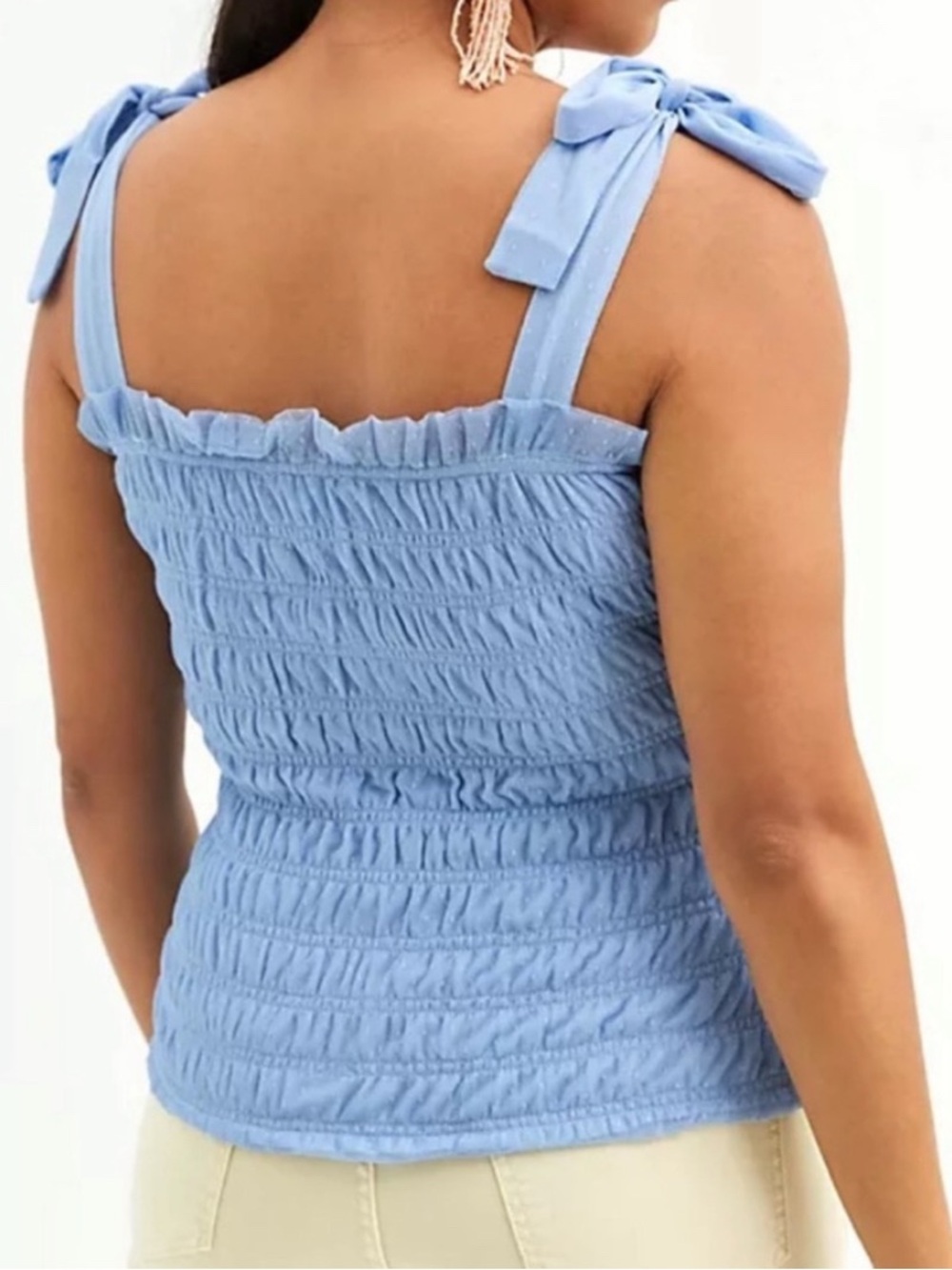 Anthropologie Smocked Blue Tank top